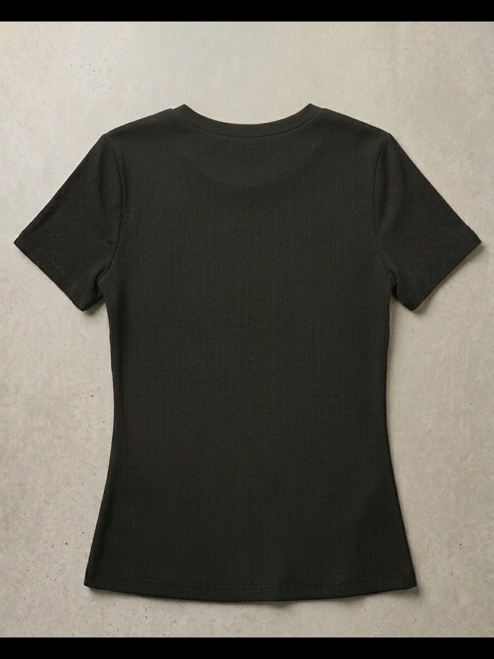 Lulu's Black Ribbed Short Sleeve Cutout Tee - Picture 2 of 3